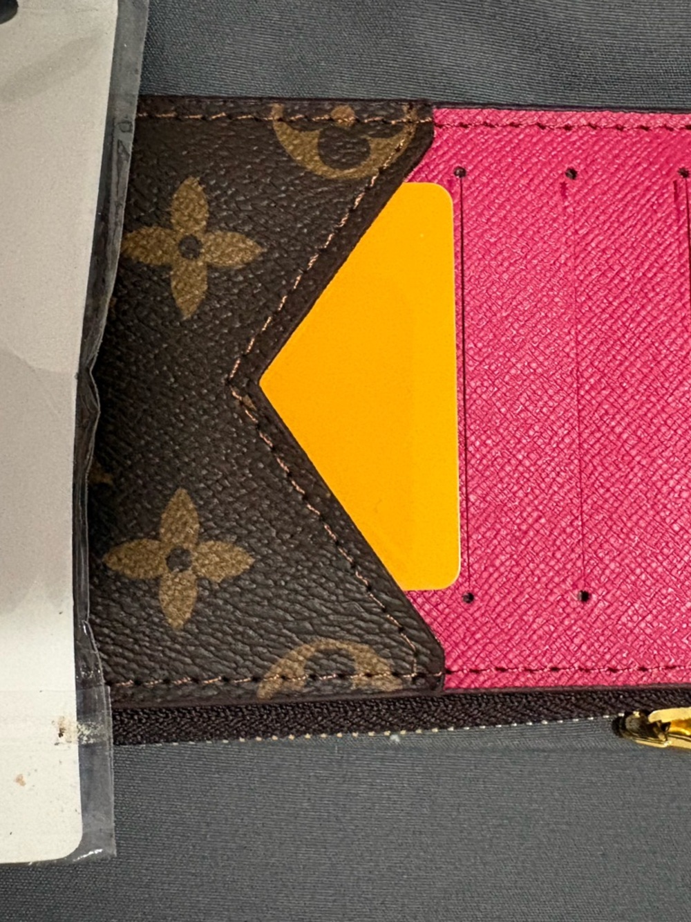 Monogram Card Holder Wallet in Pink and Brown